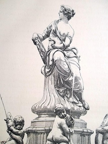 VIENNA Austria Donnenbrunnen Fountain Statue of Prudence - 1876 Antique Print - Picture 2 of 3