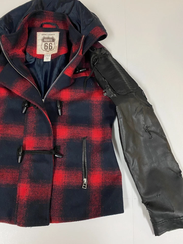 Abrigo Mujer Route 66 M Cuadros Sudadera con Capucha Cremallera Foto 2 de 4