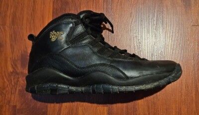 Nike Air Jordan 10 X Retro NYC Black Gold Size 12 Sneakers 310805-012 310805-012 Nike AIr Jordan 10 Retro NYC New York City Black  main image 2