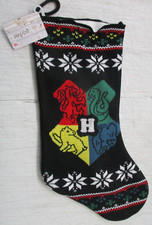 HARRY POTTER BLACK LARGE 18.5" RED KNIT CHRISTMAS X-MAS STOCKING NEW RUZ NWT