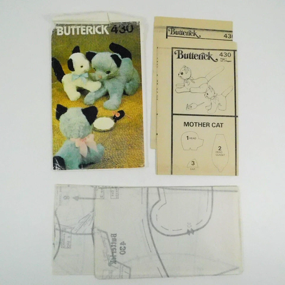Butterick 430 Kitten Mother Cat Mouse Pattern UNCUT Stuffed Animal Toy Soft - Image 2 of 4