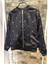 Zoe Karssen Star Embellished Black Bomber Jacket Medium
