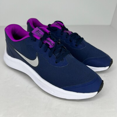Nike Star Runner Kids DA2776-404 Navy Blue Purple Lace Up