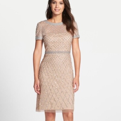 where to find junior bridesmaid dresses BABARONI Chiffon Taupe A-line Scoop Sleeveless Pleated Floor-length Button, Taupe / J4 HOLOGRAPHIC Line Sleeve Length Gold Beaded Applique One Color:Black and  Dark Green