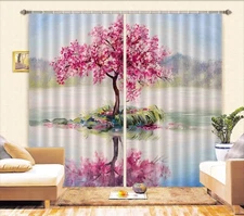 3D Pink Tree ZHUA2876 Photo Curtain Window Blockout Fabric Amy 2023