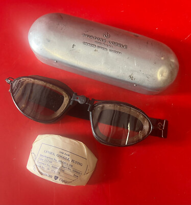 AMERICAN OPTICAL AIRWAYS GOGGLES - W/W- WITH CASE & SPARE LENSES