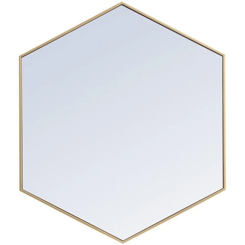 Elegant Decor Eternity 35" x 41" Hexagonal Metal Frame Mirror in Brass - Picture 1 of 13