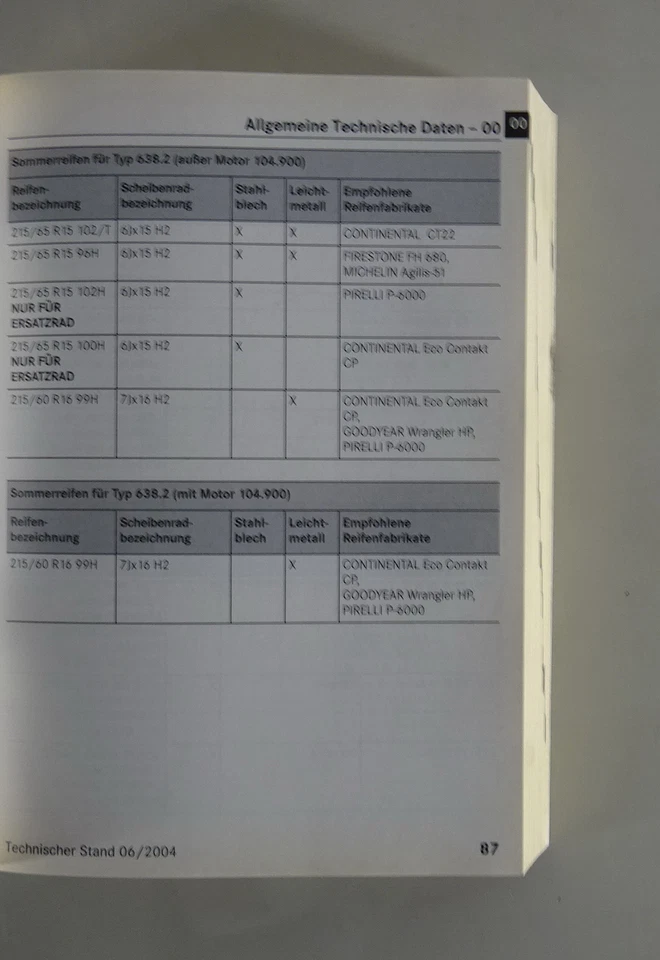 Tabellenbuch Mercedes Benz Vaneo, Vito, V-Klasse, Viano, Sprinter, Vario 09/2004 - Bild 3 von 4