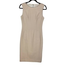 Dolce & Gabbana Virgin Wool Sleeveless Sheath Midi Dress Beige Size 40 US 4