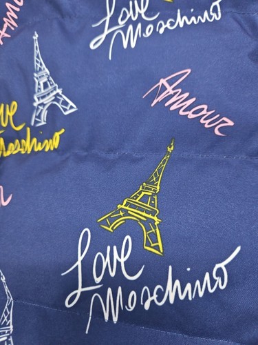 NEW Love Moschino Blue Puff Jacket Amour French Eiffel Tower Size AU 12 L - Bild 5 von 6