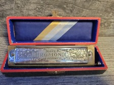Super Chromonica M. Hohner Vintage Harmonica Germany Key Of C 12 Hole W/Case