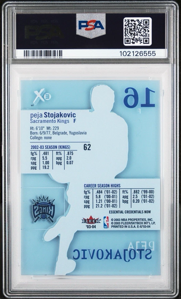 Fleer E-X #62 2003 Peja Stojakovic credenciales esenciales ahora/62 PSA 5 EX POP 1 Foto 2 de 2