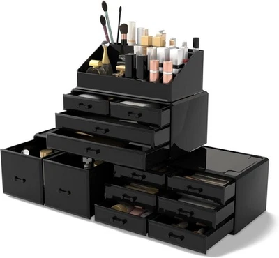 READAEER Makeup Organizer Kosmetik Aufbewahrungs-Box Schmink Aufbewahrungs-Kasten Regal