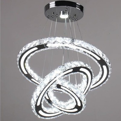 Moderner LED Kristall Kronleuchter 3 Ringe Luxus Deckenleuchte