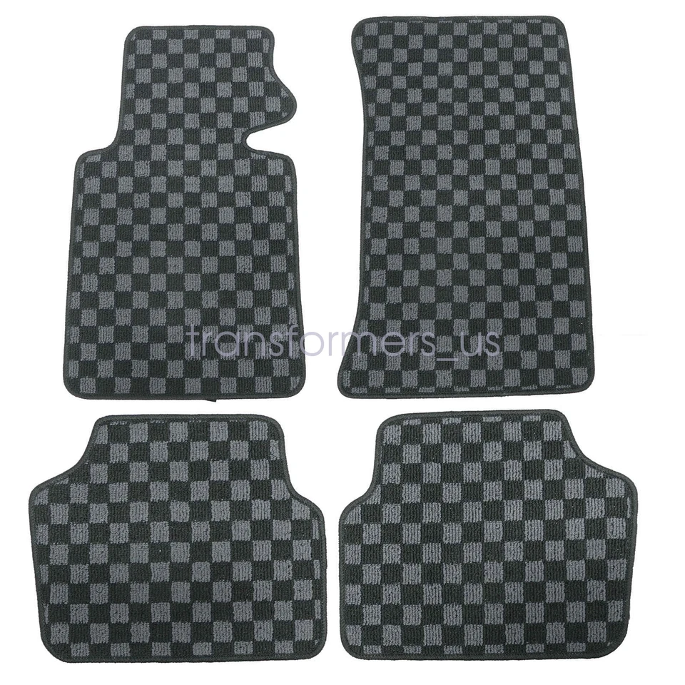 Alfombrillas con bandera delanteras y traseras a cuadros aptas para BMW E46 serie 3 1999-2006 Foto 4 de 4