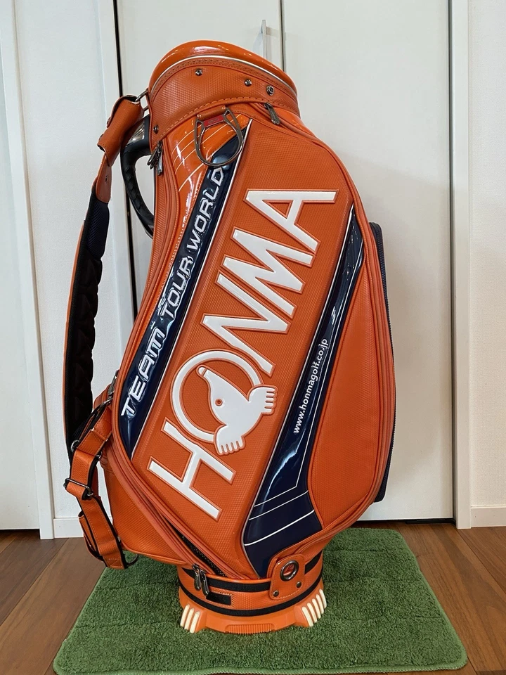 Honma Tour World Orange bolsa de carrinho multifuncional bolsa caddy de golfe rara usada no Japão - Imagem 2 de 4