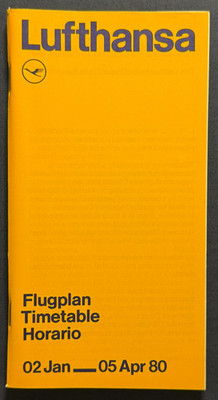 Lufthansa Timetable Effective January 2, 1980