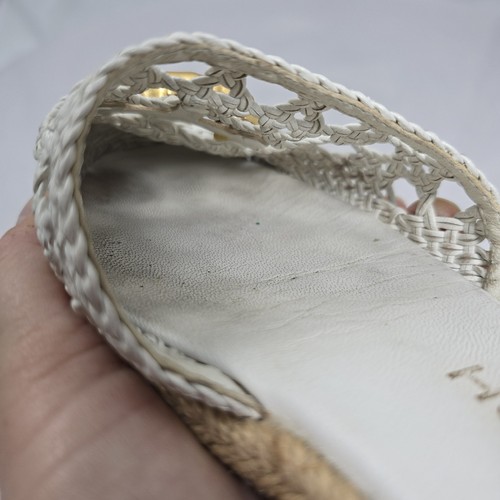 Tory Burch Eleanor Damen 8 geflochtene Leder D'Orsay Espadrille Sandalen weiß/gold - Bild 21 von 21