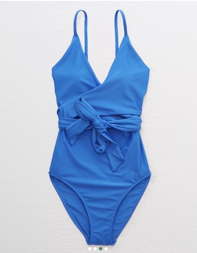 NWT Aerie Wrap Full Coverage One Piece Swimsuit Blue Vibe Size X-Large NWT