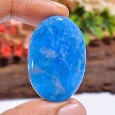 Natural Neon Blue Apatite Loose Gemstone 59 Ct. Oval Artisan Cabochon 35X24X6mm