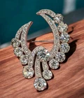 Vintage Eisenberg Ice Signed Clear Rhinestone Silver Tone Pin Brooch