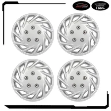 Set of 4 14" Wheel Hub Caps Silver Snap On For R14 Tire & Rim Wheel Covers Kit
