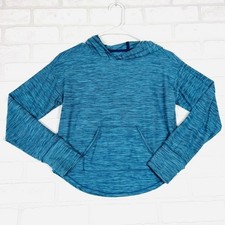 All In Motion Kids Blue Space Dye Hoodie Activewear Thumbhole Cuffs L 10/12 Soft