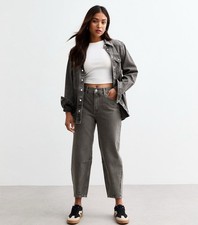 Zara The 90s Balloon Shadow Black Barrel Jeans Womens Size 0 US 32 EUR 22 MEX