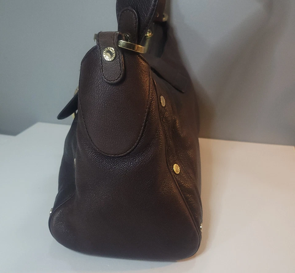 BVLGARI 2 handles luxury BAG vintage BROWN leather fabulous gold hardware — 第 4/4 张图片