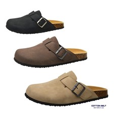 Mens Faux Leather Slip On Closed Toe Mule Clog Cork Sandal Casual Walking Shoes