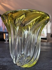 Grand vase en cristal Val Saint Lambert, couleur citron