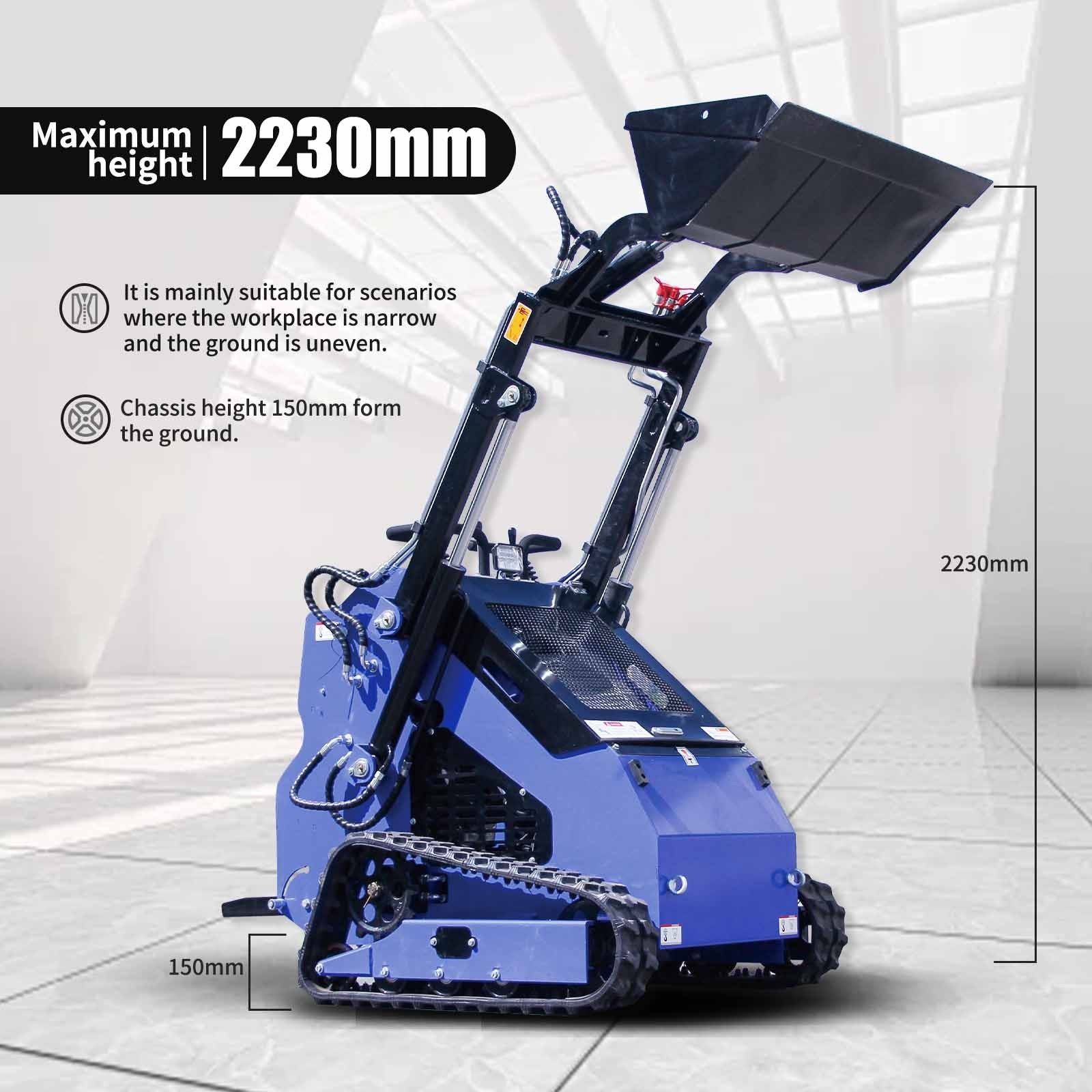 22HP Mini Skid Steer Loader Upgraded 2-Cylinder Gas Engine with 3 Attachments