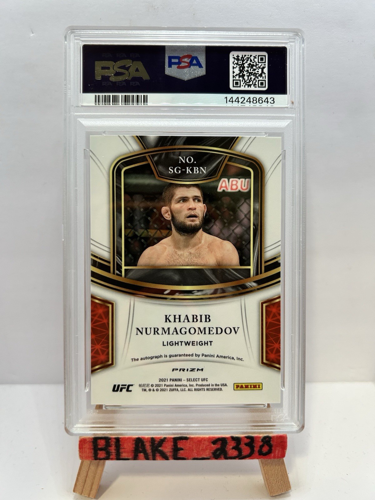 2021 Panini Select UFC Signatures Khabib Nurmagomedov Auto Disco Prizm PSA 10 view 2