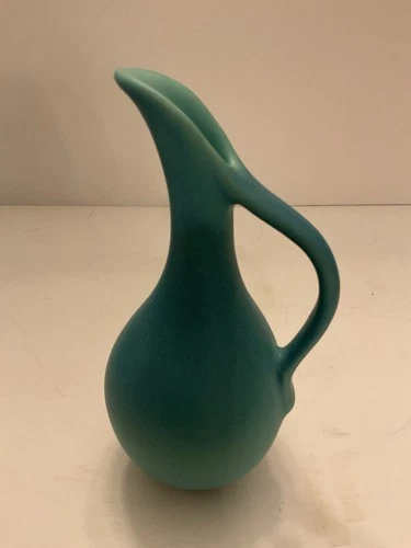 Van Briggle Vintage Jug Vase Matte Turquoise 7” Signed Pottery