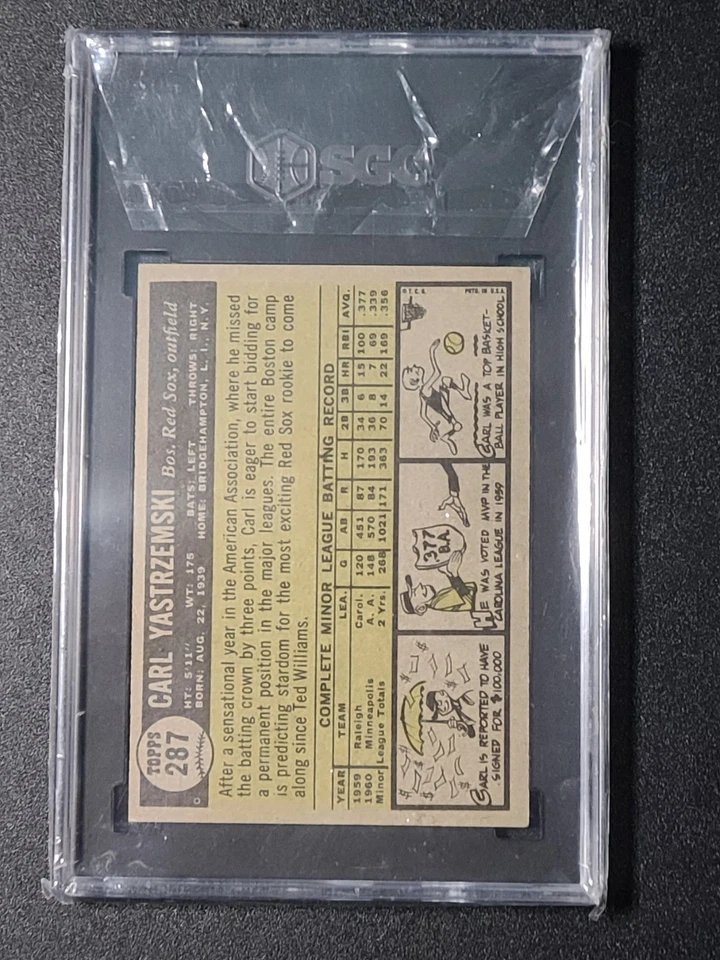 Carl Yastrzemski Toppstar Rookie 1961 #287 PSA 7 casi nuevo Foto 2 de 2