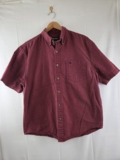 Eddie Bauer 100 Cotton Maroon Men's Short Sleeve Button Down Casual Shirt Sz M