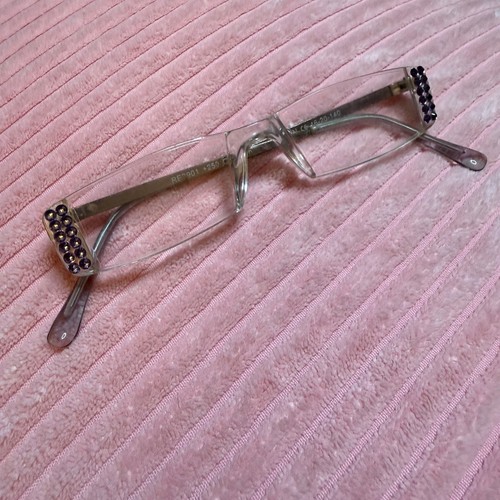 Italy Design Rimless Reading Glasses Purple Rhinestone +2.50