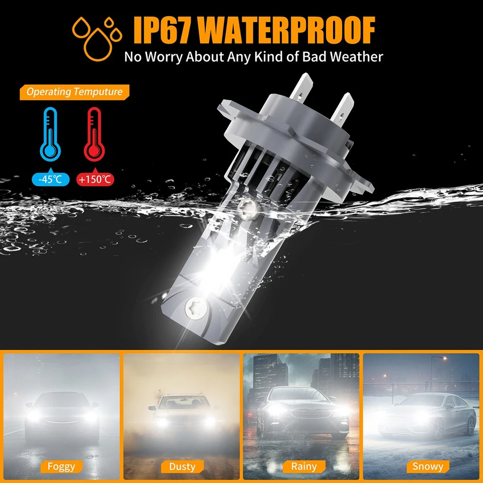 LED Headlight Hi Lo + Fog Light Bulbs Combo Kit For 2011 2012 Mercedes-Benz E250 - Image 3 of 4