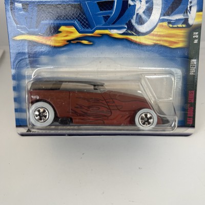 Hot Wheels 2001 Rat Rods Series Phaeton Brown Flames White Wall Tires 059 3/4