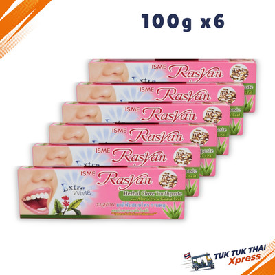 x6, RASYAN Herbal Clove Toothpaste with Aloe Vera & Guava, 100g