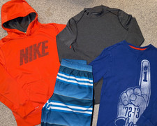 Lot Youth Boy's Size Large Under Armour shirt Nike hoodie Cherokee L/S Shorts