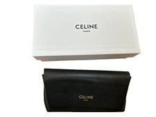 Celine Paris Authenticated Semi Hard Eyeglasses Leather Case with Cleaning Cloth