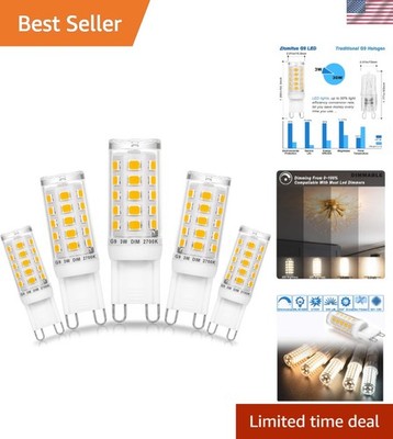 Bright 3W G9 LED Bulbs - 5-Pack, 2700K Warm White, Equivalent to 30W Halogen