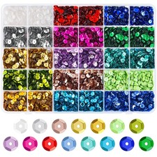 16800 Pcs 6MM Bulk Loose Sequins 15 Colors Rainbow Round Sequins for Crafts S...
