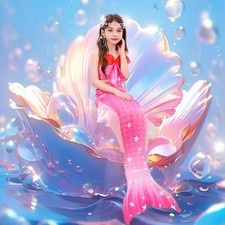 Girl's Mermaid Swimsuit Set with A Fish Tail Princess-style Bikini Costume NEW