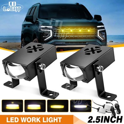 2x LED Zusatzscheinwerfer Weiß/Gelb Offroad Arbeitslicht für SUV Auto 12V 24V