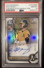 Max Muncy 2022 Bowman Chrome 1st Auto Refractor /499 PSA 10 Athletics Autograph