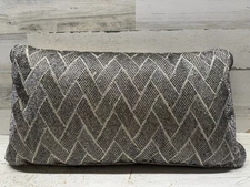 Hudson Park Linear Sandstone Beaded 12" x 22" Decorative Pillow New