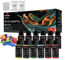 Acrylic Pouring Paint Kit 12 Colors Acrylic Paint Mixed Water Based 2 Oz/bottle
