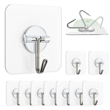 Lomrsiul Adhesive Wall Hooks for Hanging, Clear Removable Window Hooks 13 lb ...